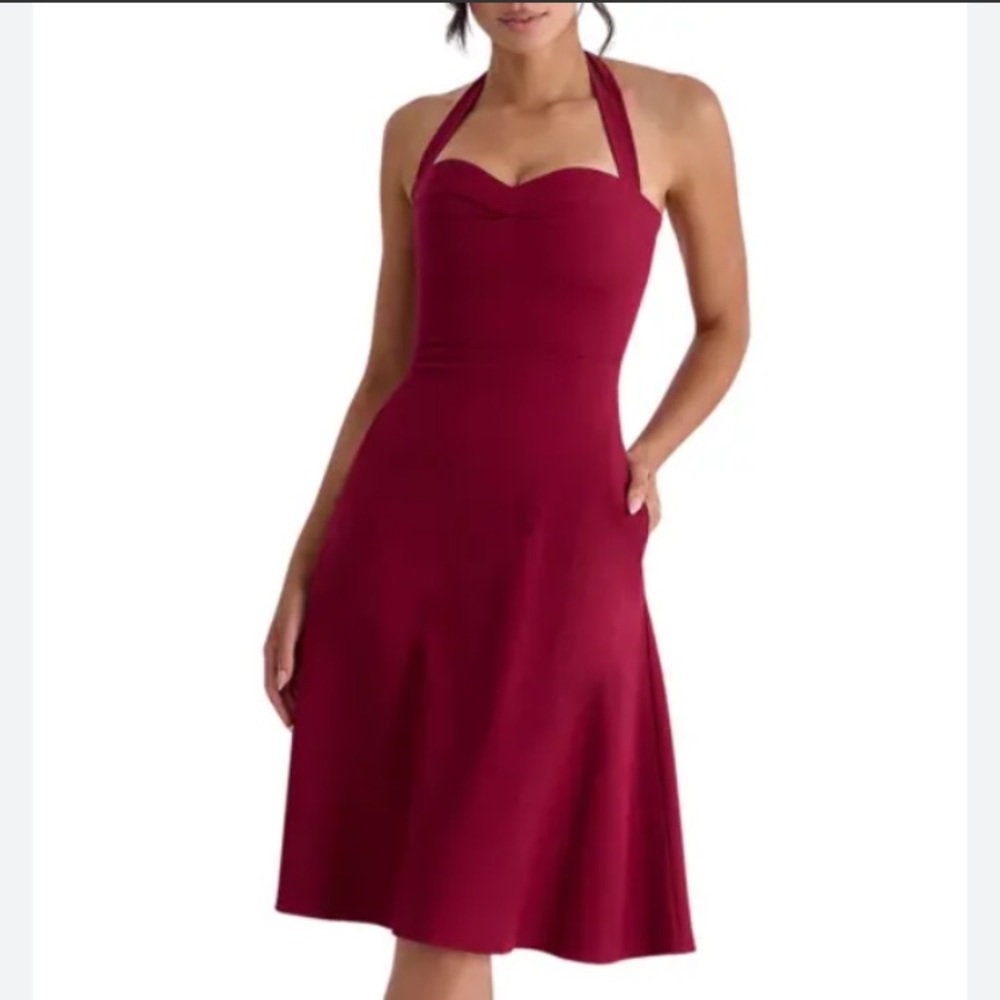 Reformation Halter Style Burgundy Dress
